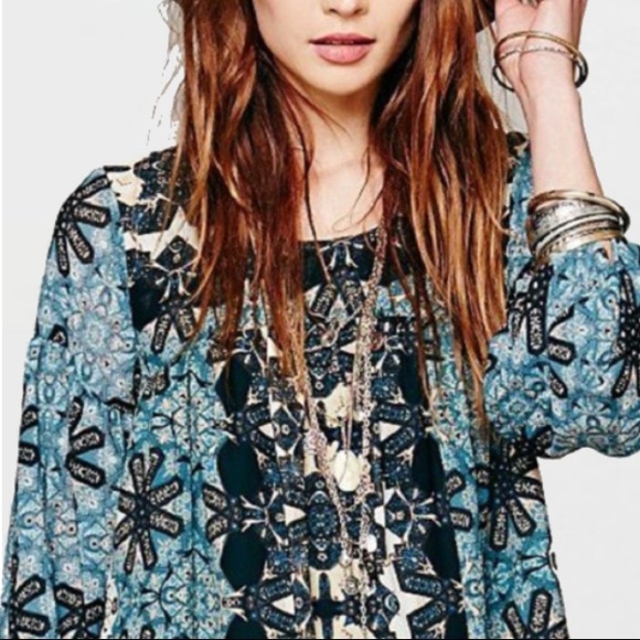 Longsleeve Swing DRESS Late Summer NEW Blue Teal - Picture 4 of 4